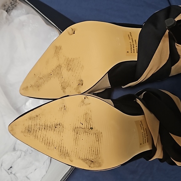 STILETTO HEEL OVER THE KNEE THIGH HIGH SOCK BOOT IN BLACK MESH - Picture 6 of 7